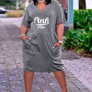 PINK MIDI SHIRT DRESS